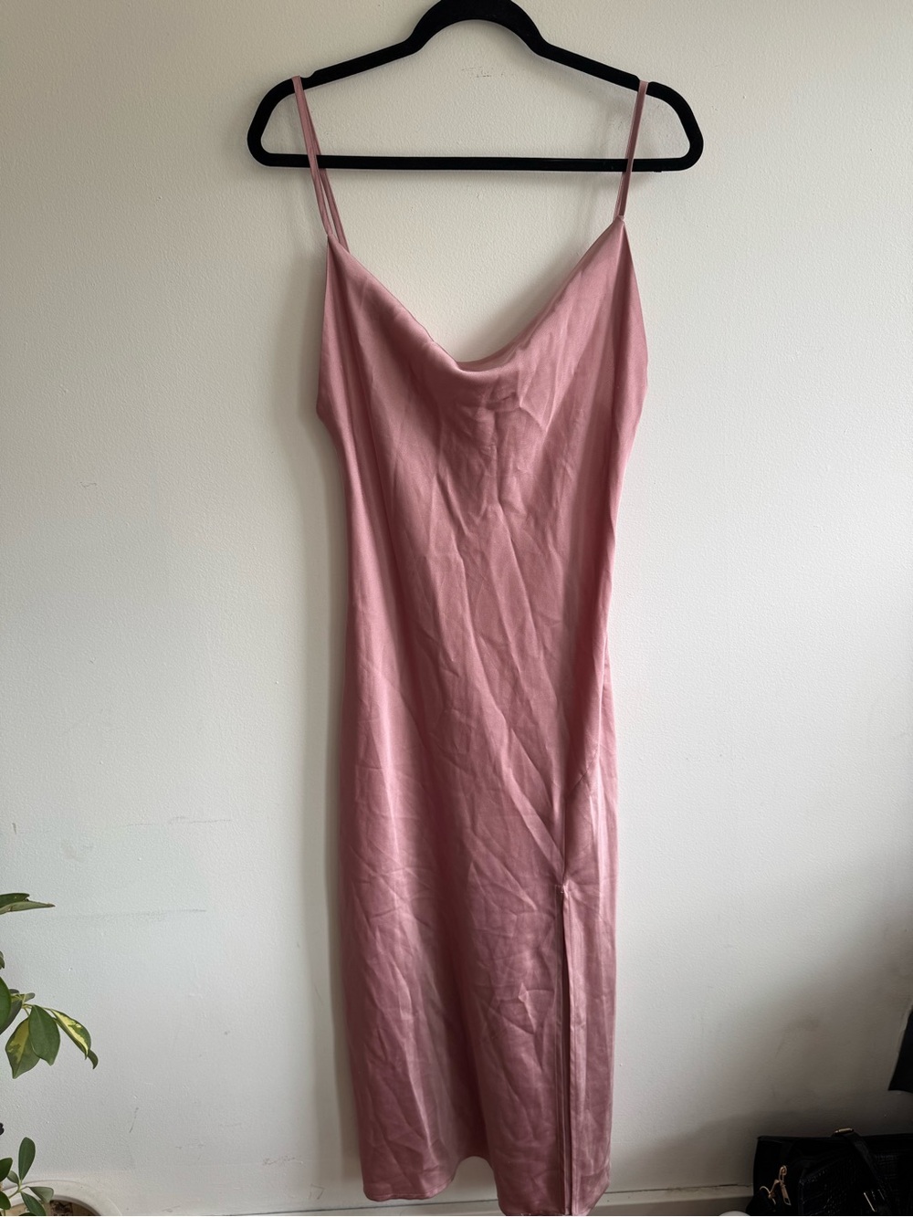 Paper Heart Pink Satin Slip Dress Cowl Neck Midi Dress Medium - Picture 3 of 11